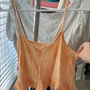 American Eagle Peach Ruffle Hem Cami Top